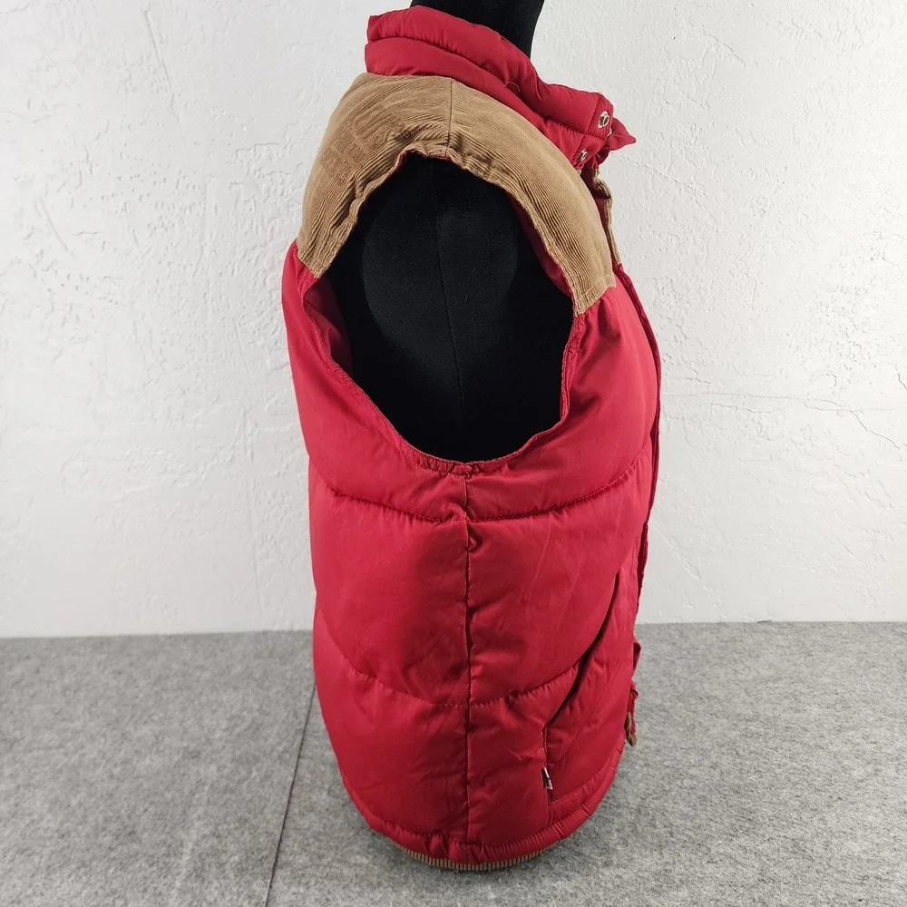 Levis Kids Red Puffer Vest Corduroy Yoke Western Gorpcore Medium 10-12